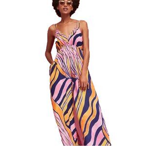 Maeve Anthropologie Wide Leg Finley Jumpsuit Women Size 12 Multicolor